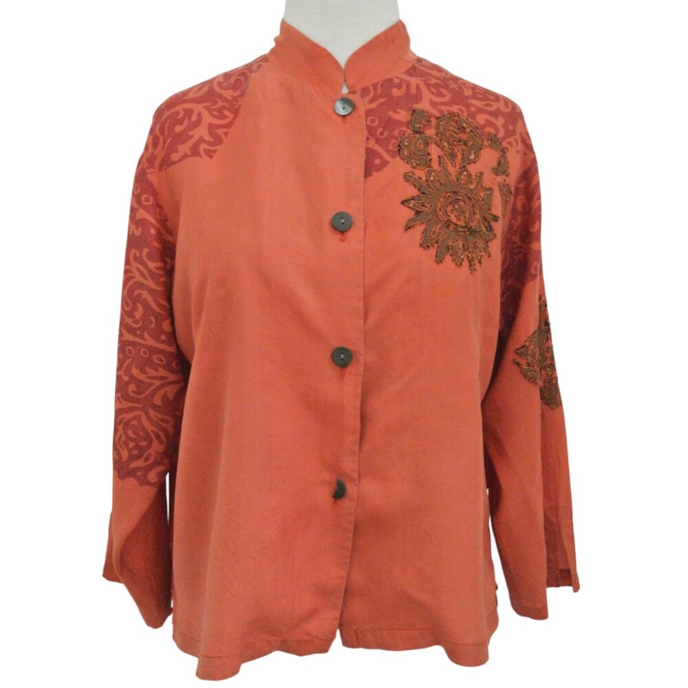 ABRAHAM & THAKORE Asian style silk top sz L